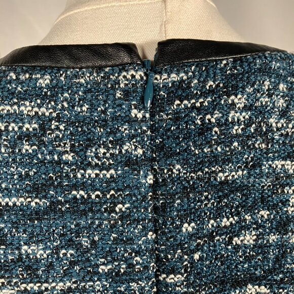 Talbots Tweed Fit & Flare Short Sleeve Crew Neck Dress Womens 10P Teal Black New - Picture 7 of 15